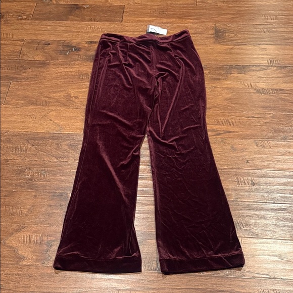 NWT! Size 10 Velvet Wide-Leg Pants in Deep Burgundy - Picture 8 of 14